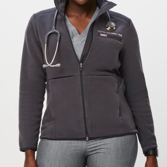 Figs Jackets & Coats Figs Womens Deep Charcoal Onshift Fleece Jacket Large Poshmark